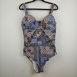 Swimsuits For All Plus Geometric Cutout One-Piece Swimsuit Size 20